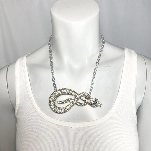 VINTAGE Statement Snake Charm Choker Necklace - Picture 3 of 6